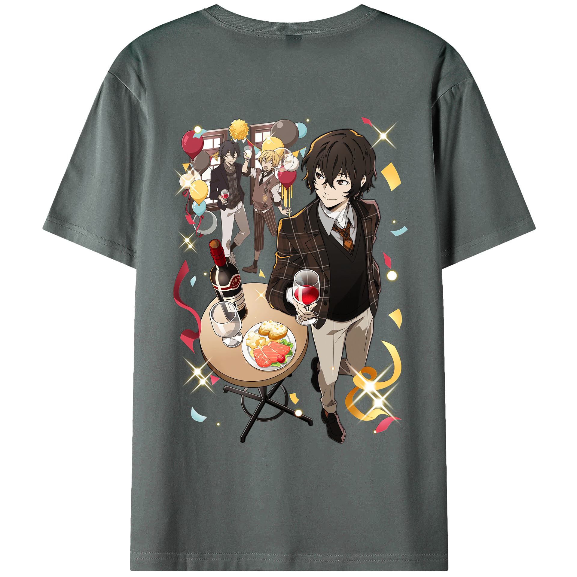 （画像用） 文豪ストレイドッグス Bungo Stray Dogs 綿100％ メンズ半袖Tシャツ（バックプリント） 通気性